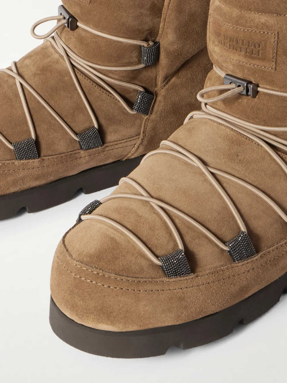 Close-up detail of the Brunello Cucinelli Padded Suede Boots