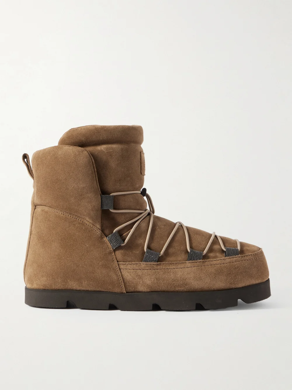 Brunello Cucinelli Padded Suede Boots in taupe
