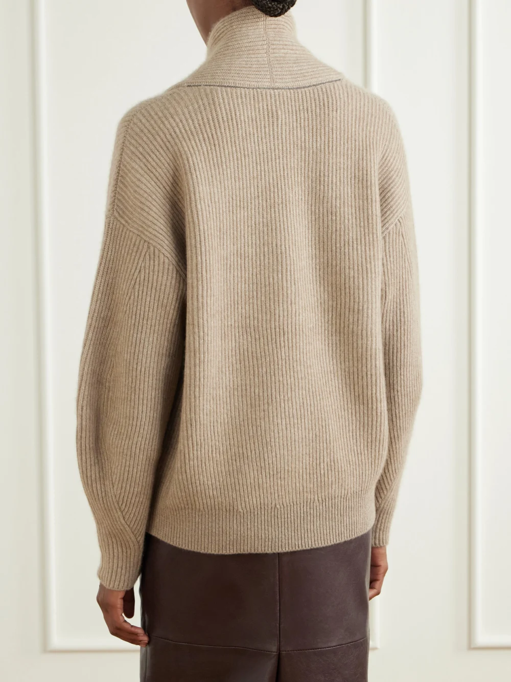 Back view of the Brunello Cucinelli Ribbed-knit Cashmere Sweater