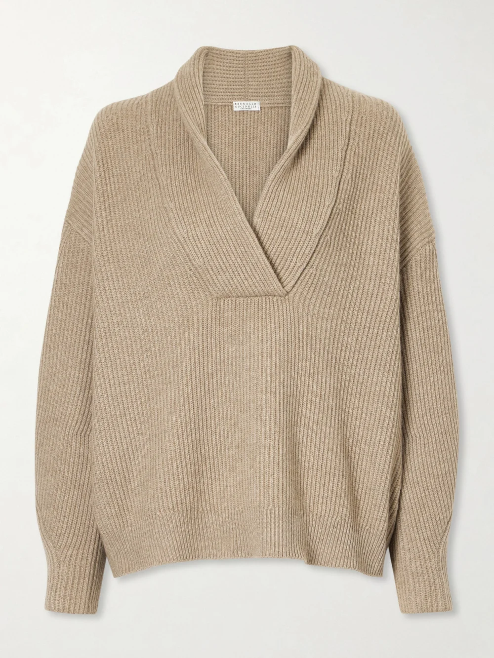 Brunello Cucinelli Ribbed-knit Cashmere Sweater in brown