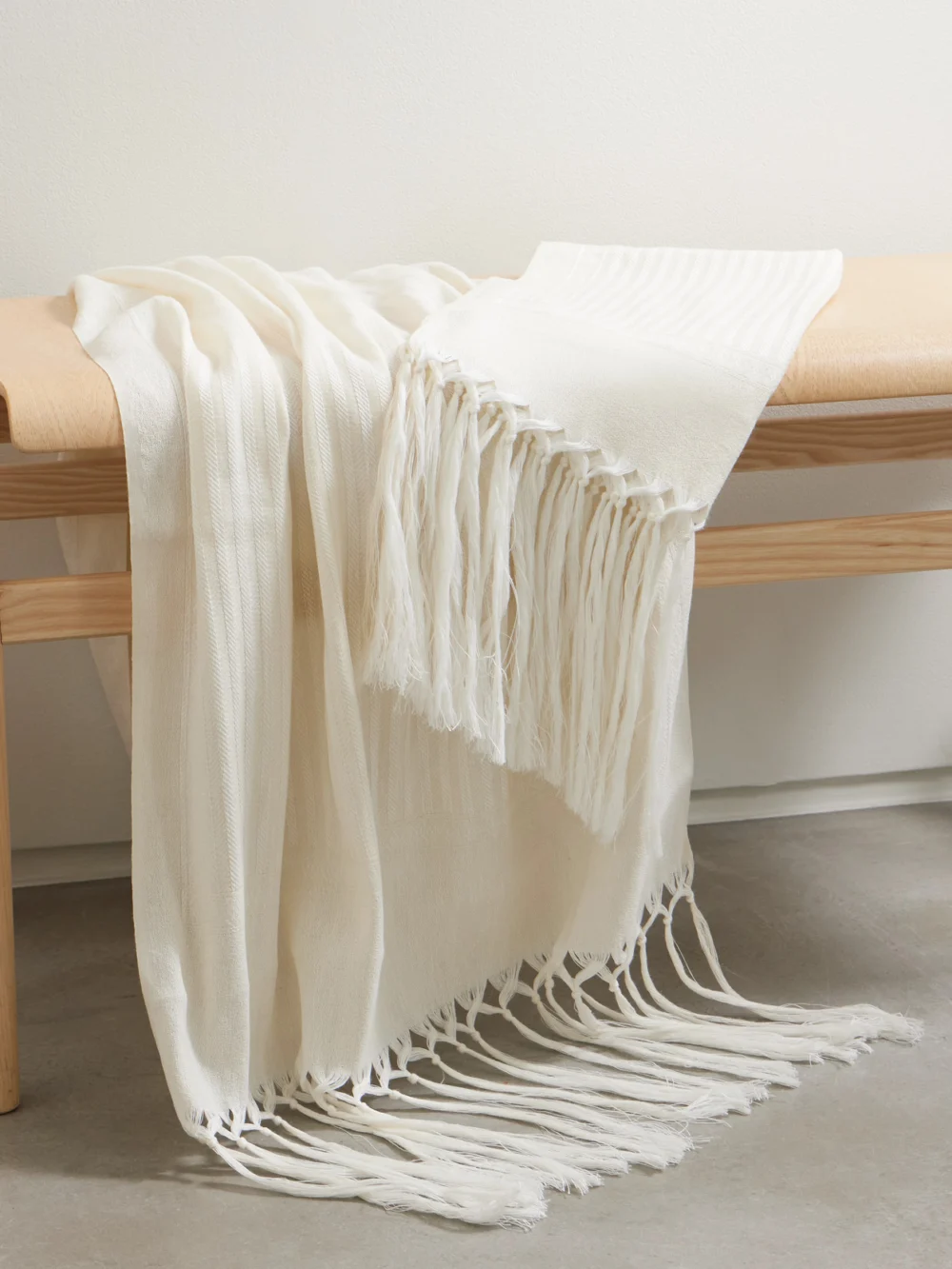 Brunello Cucinelli Set of Two Fringed Linen and Cashmere-blend Jacquard Beach Towels, styled view