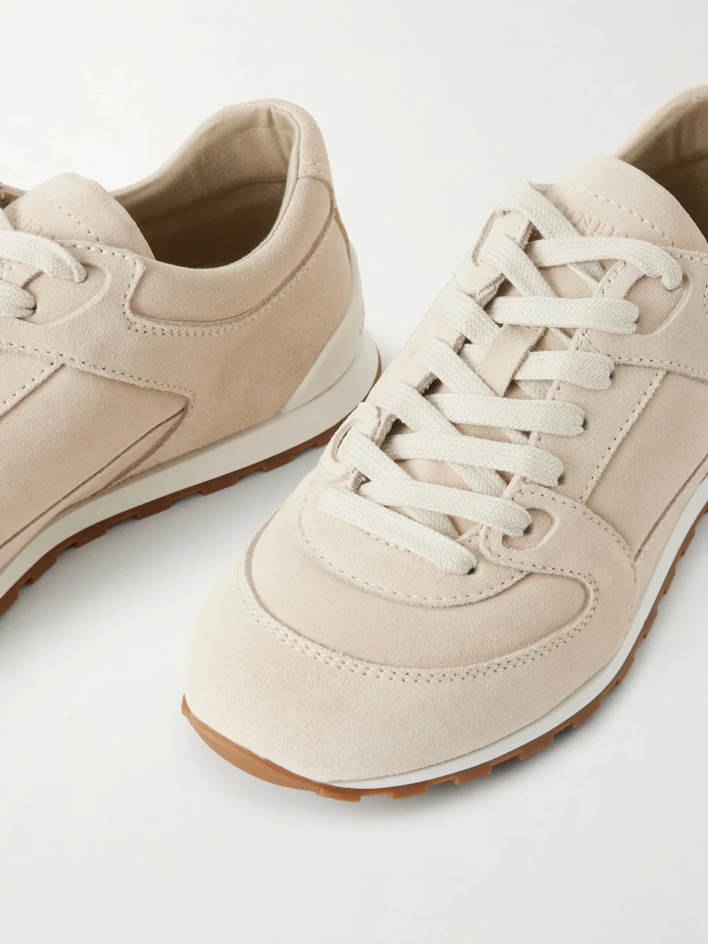 Close-up detail of the Brunello Cucinelli Suede Sneakers