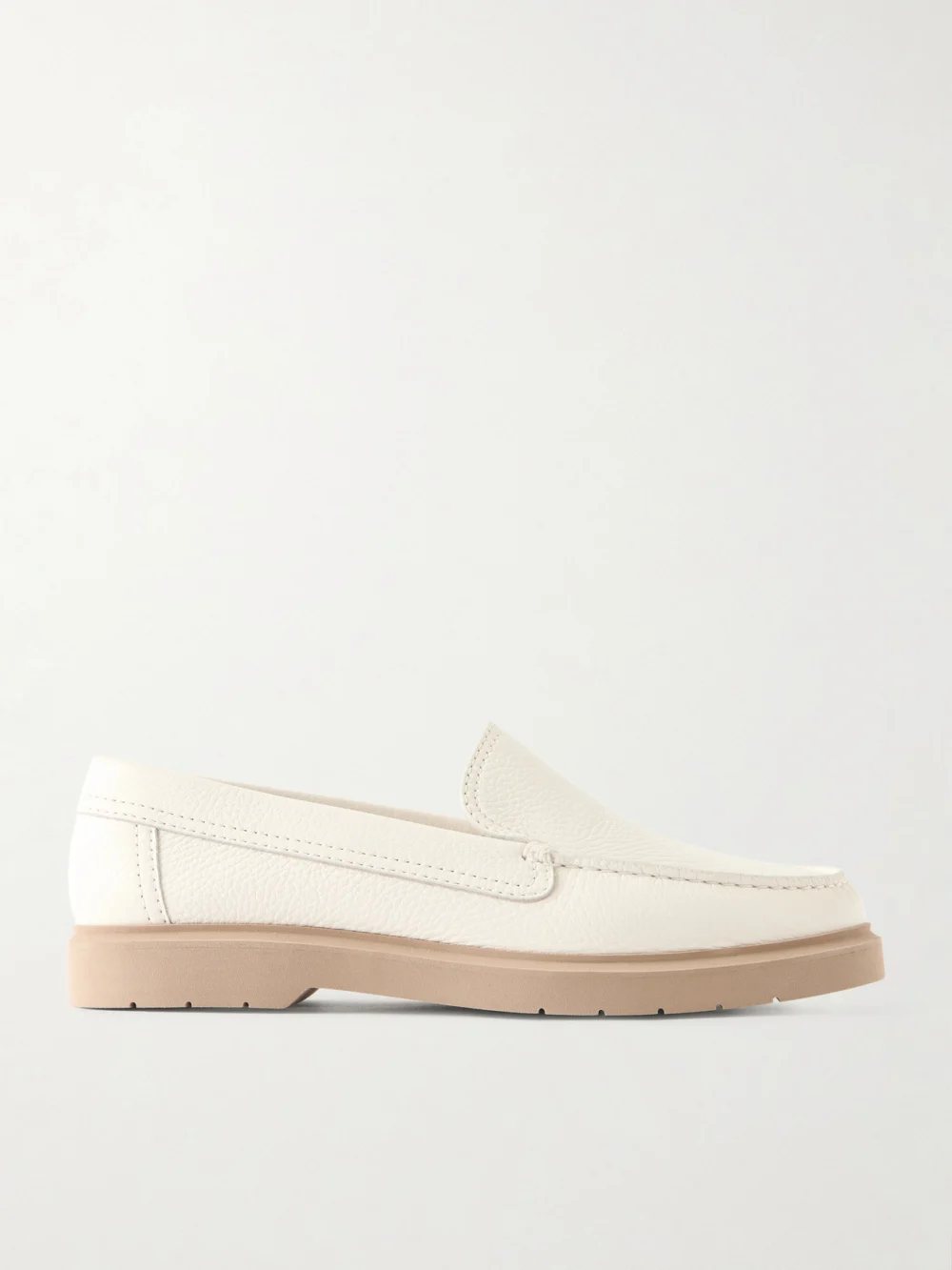 Brunello Cucinelli Textured-leather Loafers in ivory