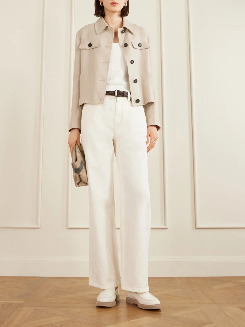 Brunello Cucinelli Textured-leather Loafers, styled view