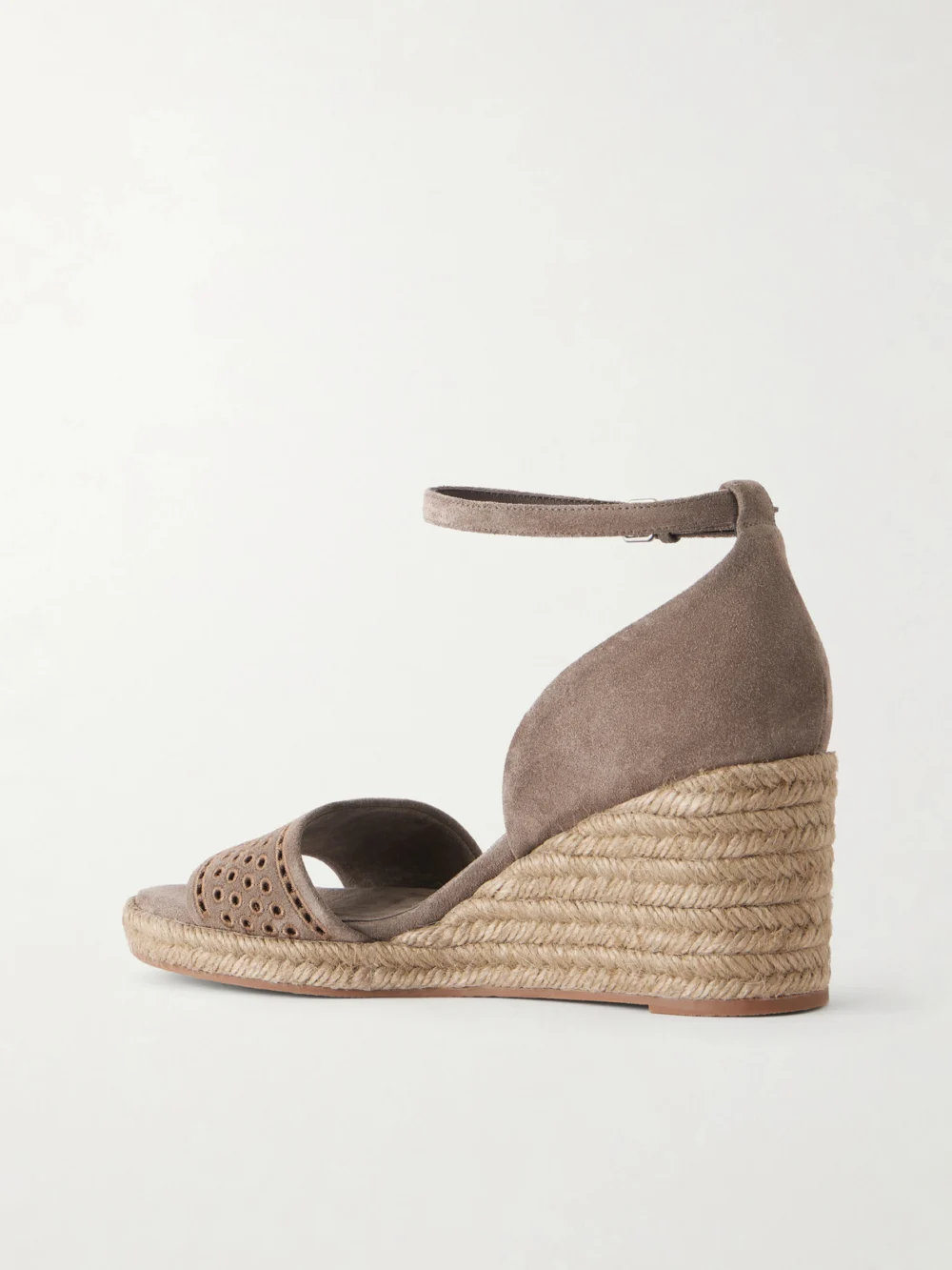 Back view of the Brunello Cucinelli Wedge Suede Espadrille Platform Sandals