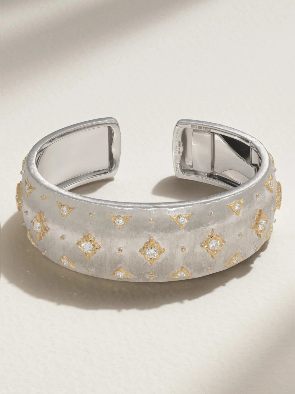 Buccellati 18-karat White and Yellow Gold Diamond Cuff in silver