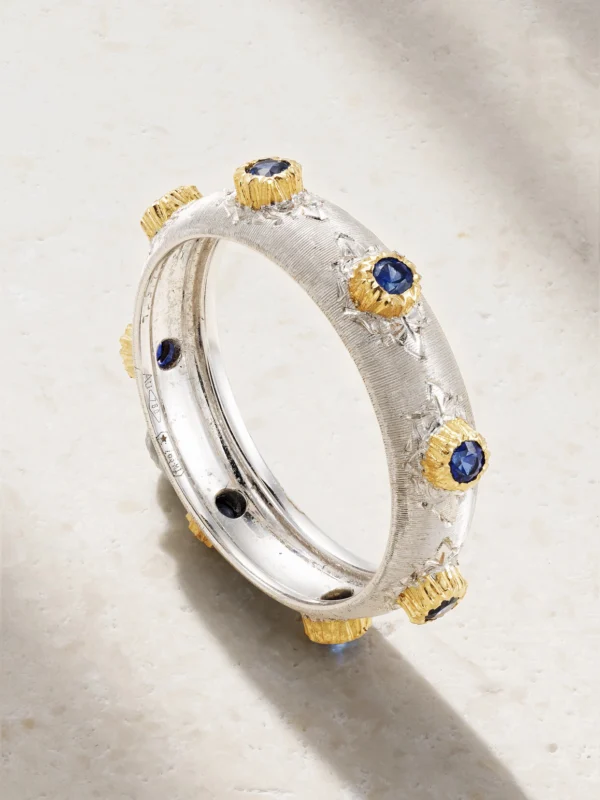 Buccellati Eternelle Fusi 18-karat White and Yellow Gold Sapphire Ring