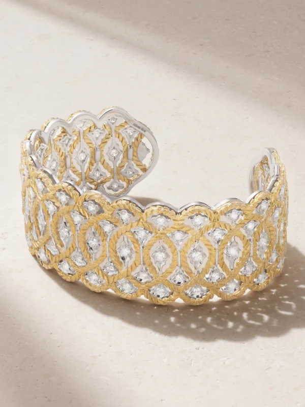 Buccellati Étoilée 18-karat Yellow and White Gold Diamond Cuff