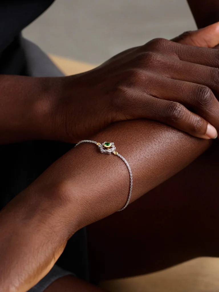 Buccellati Ghirland 18-karat White and Yellow Gold, Diamond and Tsavorite Bracelet