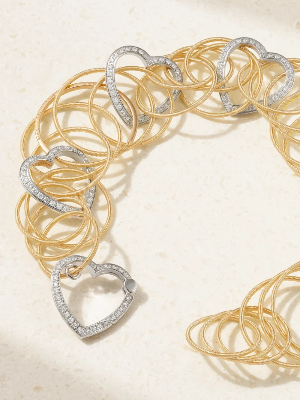Back view of the Buccellati Hawaii 18-karat Yellow and White Gold Diamond Bracelet