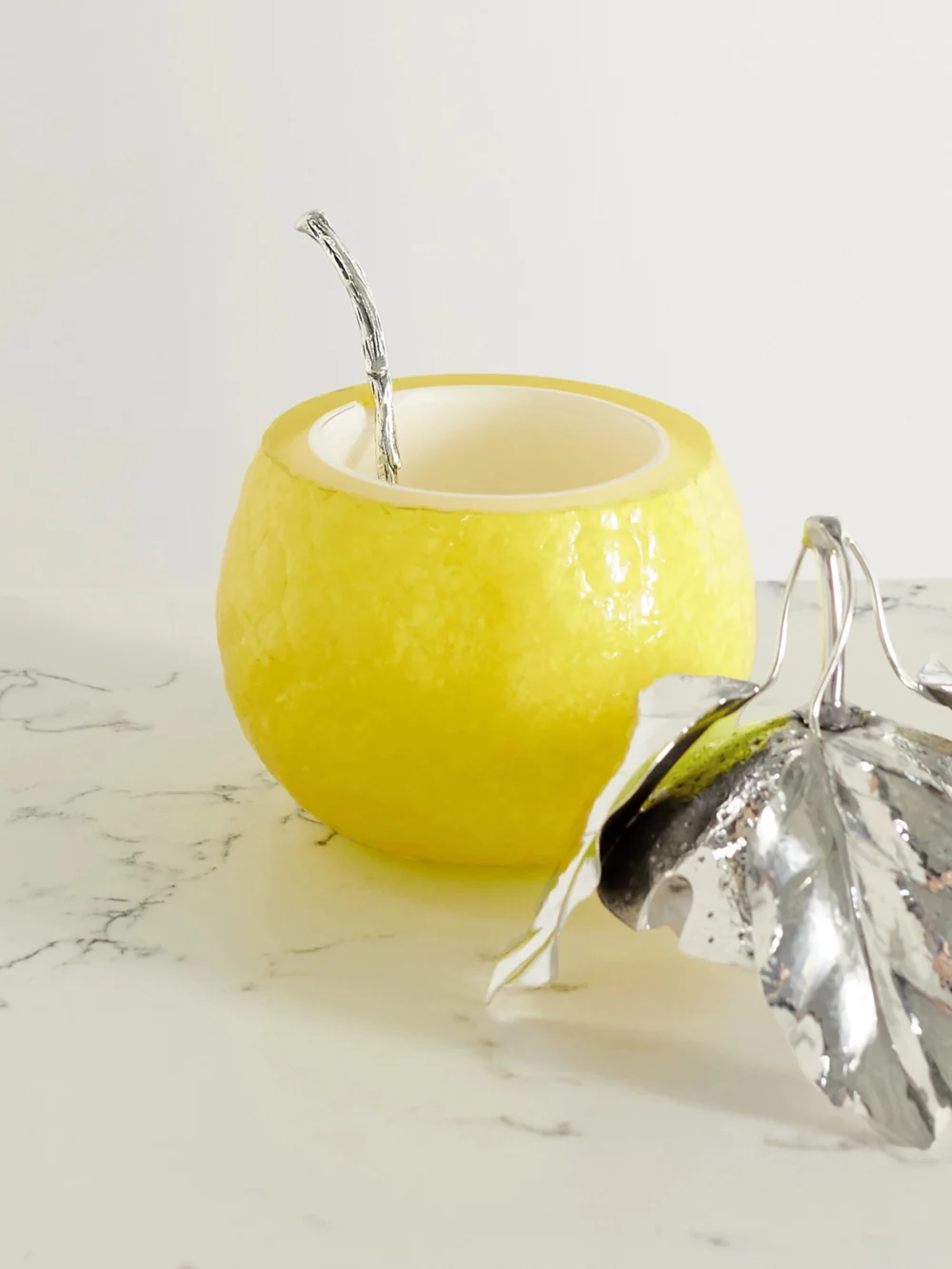 Back view of the Buccellati Lemon Sterling Silver and Glass Jam Jar