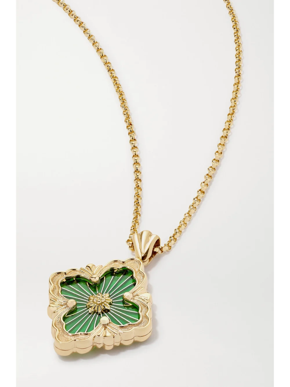 Close-up detail of the Buccellati Opera Tulle 18-karat Gold and Enamel Necklace