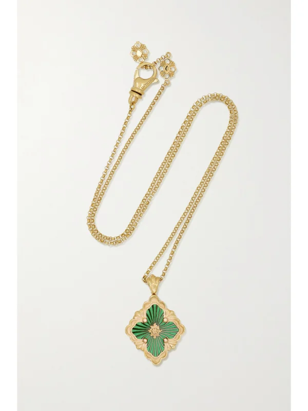 Buccellati Opera Tulle 18-karat Gold and Enamel Necklace