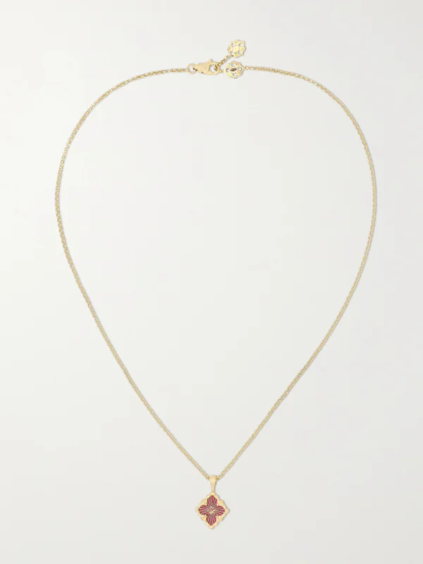 Buccellati Opera Tulle 18-karat Gold and Enamel Necklace