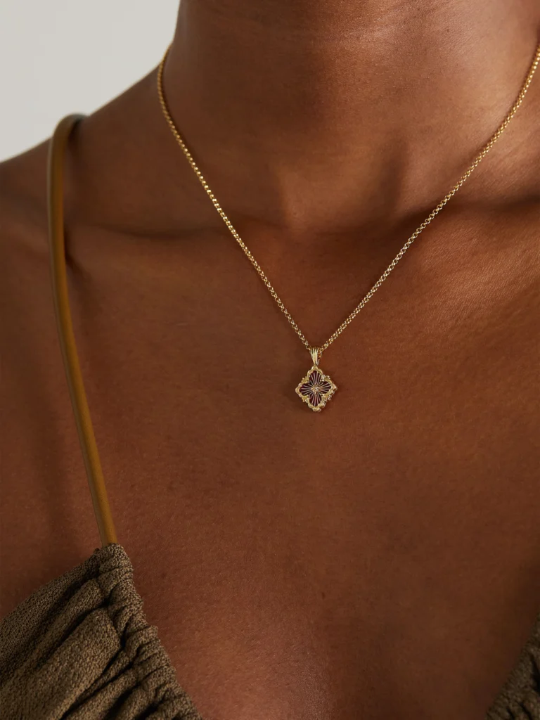 Buccellati Opera Tulle 18-karat Gold and Enamel Necklace