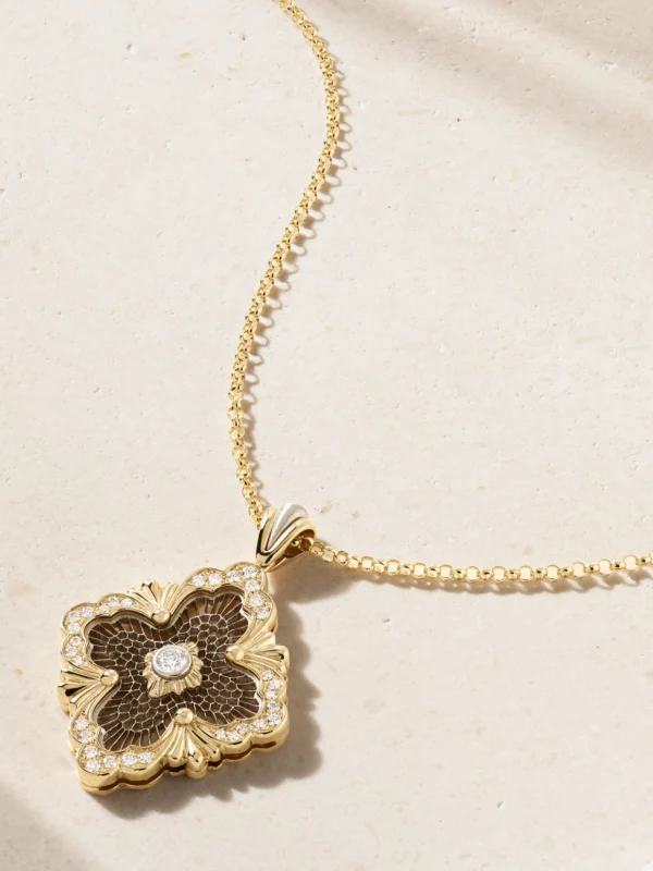 Buccellati Opera Tulle 18-karat White and Yellow Gold Diamond Necklace