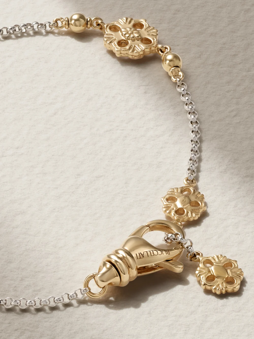 Back view of the Buccellati Opera Tulle 18-karat Yellow and White Gold Bracelet