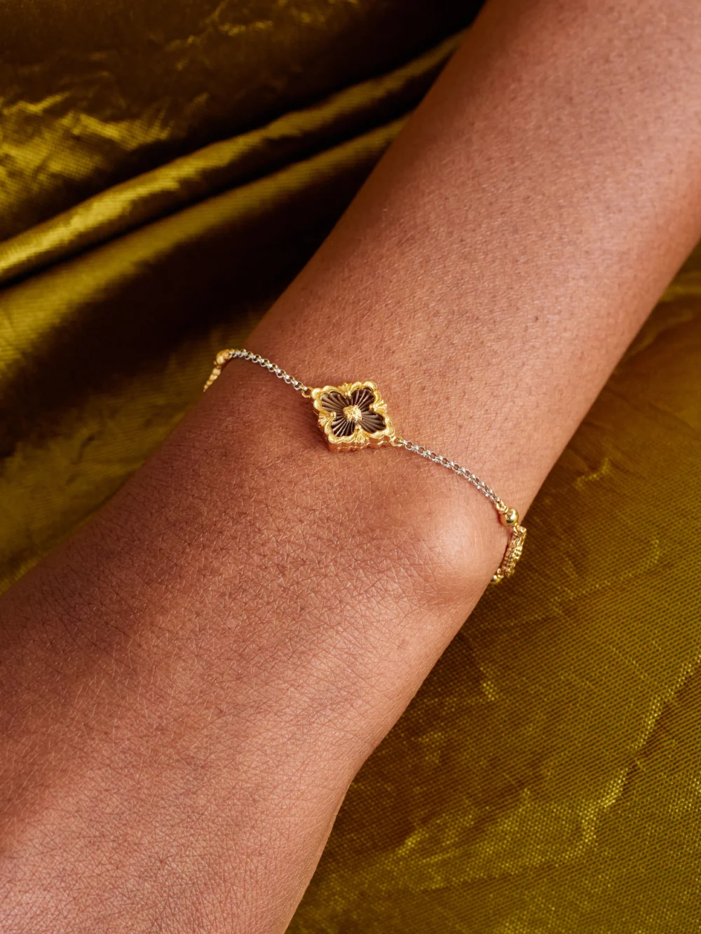 Buccellati Opera Tulle 18-karat Yellow and White Gold Bracelet, styled view
