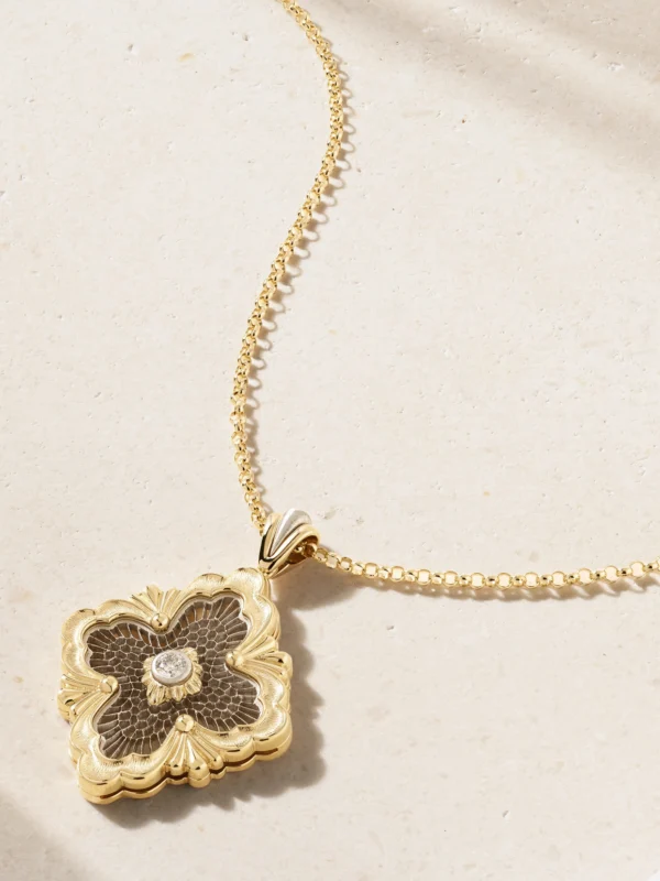 Buccellati Opera Tulle 18-karat Yellow and White Gold Diamond Necklace