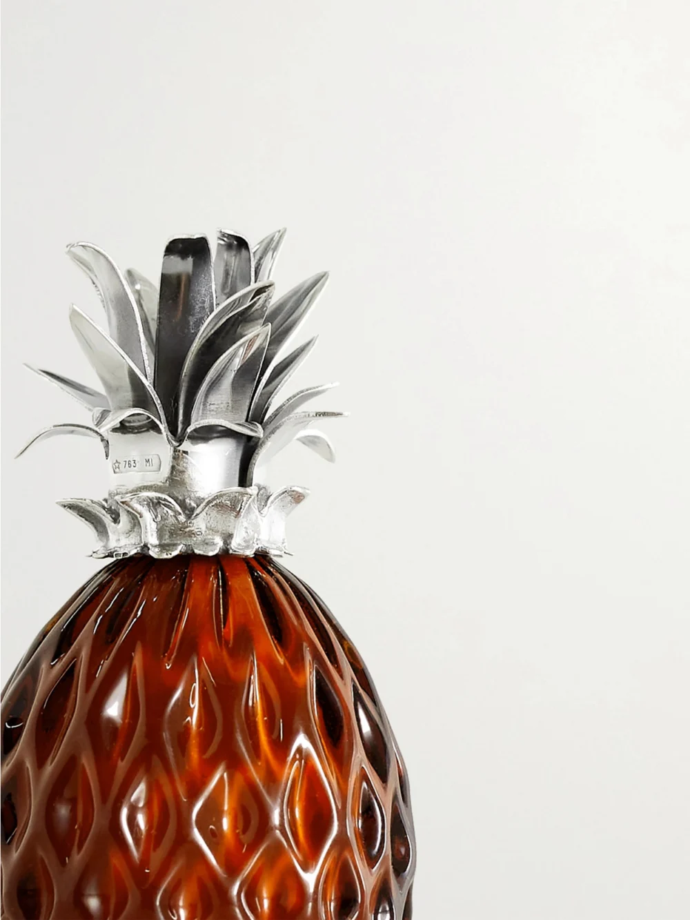 Close-up detail of the Buccellati Pineapple Sterling Silver and Glass Table Marker