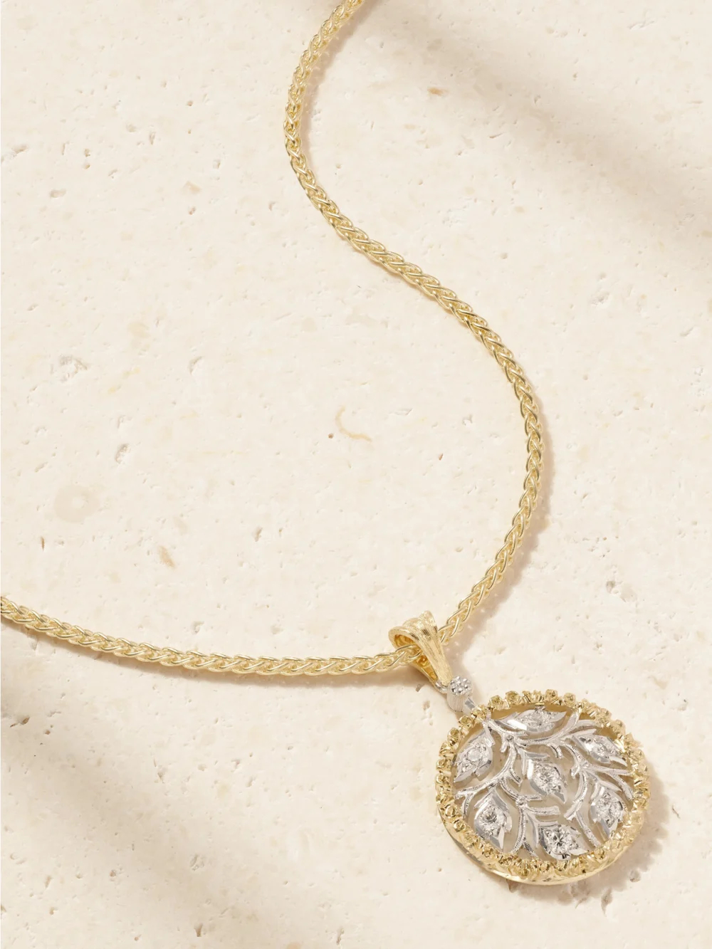 Buccellati Ramage 18-karat Yellow and White Gold Diamond Necklace