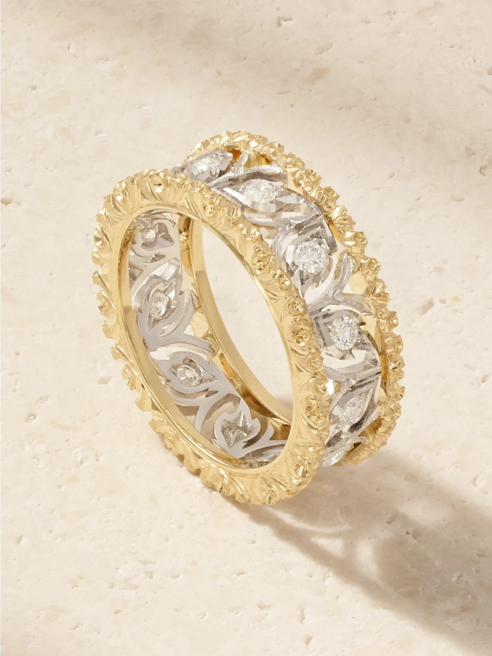 Buccellati Ramage Eternelle 18-karat Yellow and White Gold Diamond Ring in 51