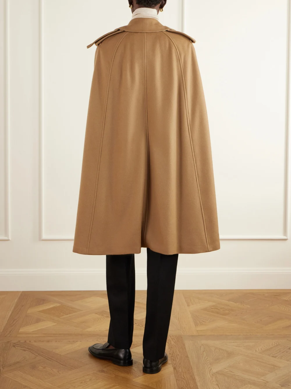 Back view of the Burberry Belmont Belted Cashmere Cape
