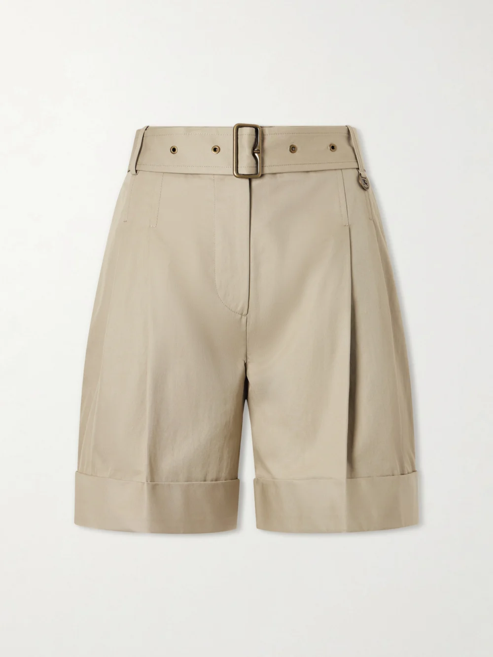 Burberry Belted Cotton-gabardine Shorts in beige