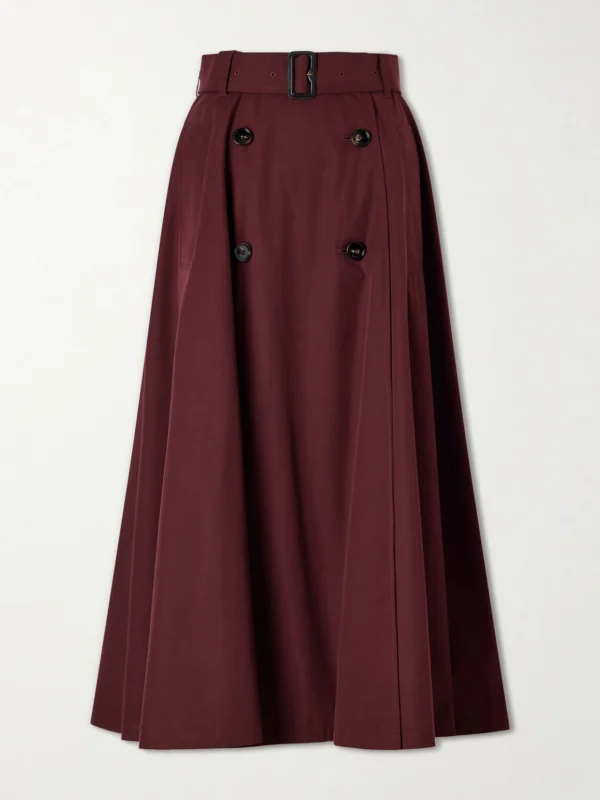Burberry Belted Wool Midi Skirt