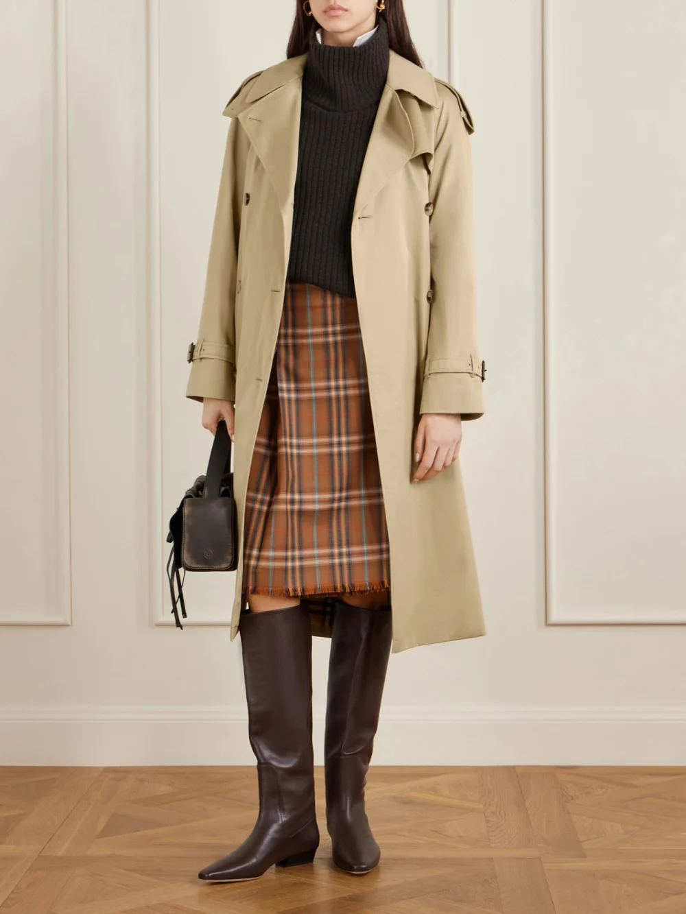 Burberry Castleford Double-breasted Belted Cotton-gabardine Trench Coat, worn by a model