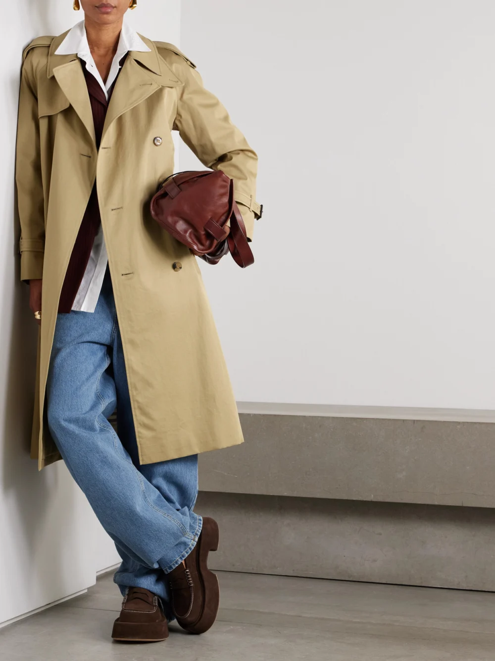 Burberry Castleford Double-breasted Cotton-gabardine Trench Coat, worn by a model