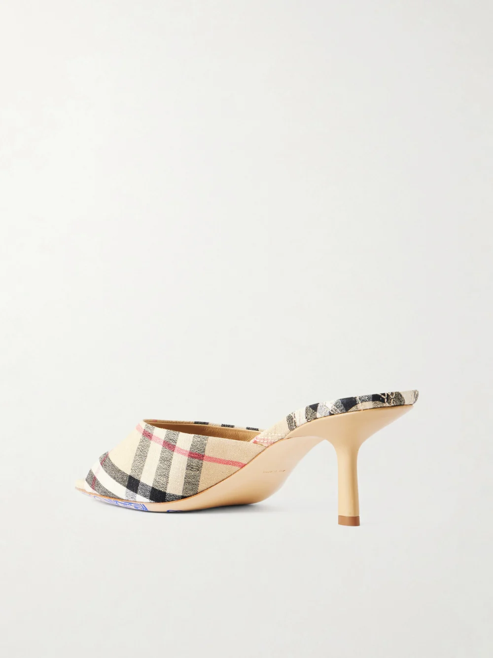 Back view of the Burberry Checked Canvas Mules
