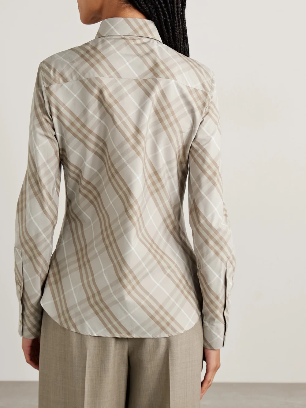 Back view of the Burberry Checked Cotton-poplin Shirt