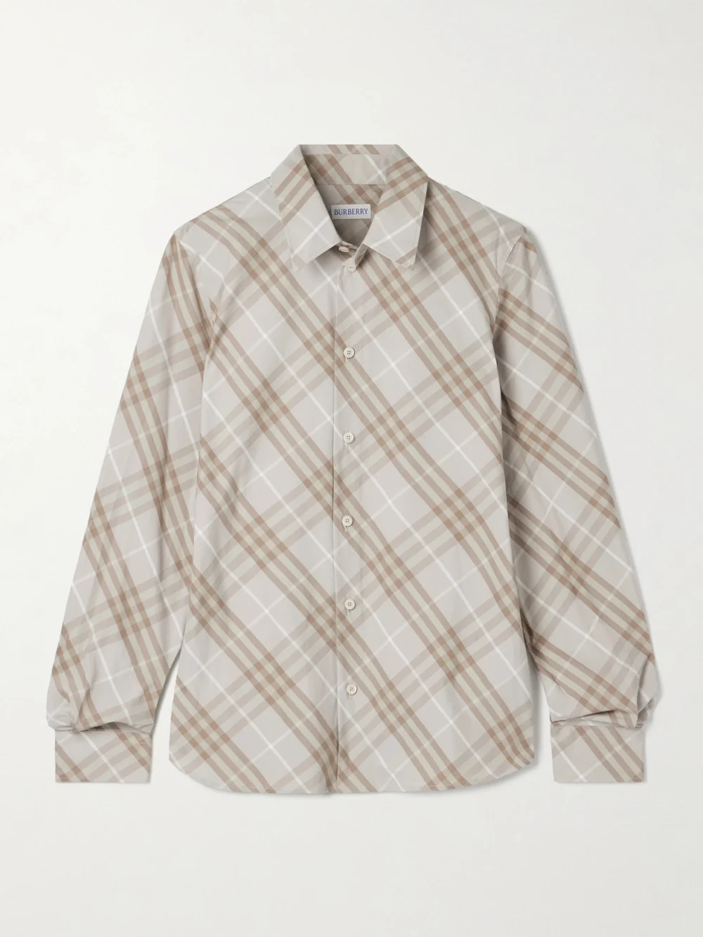 Burberry Checked Cotton-poplin Shirt in taupe