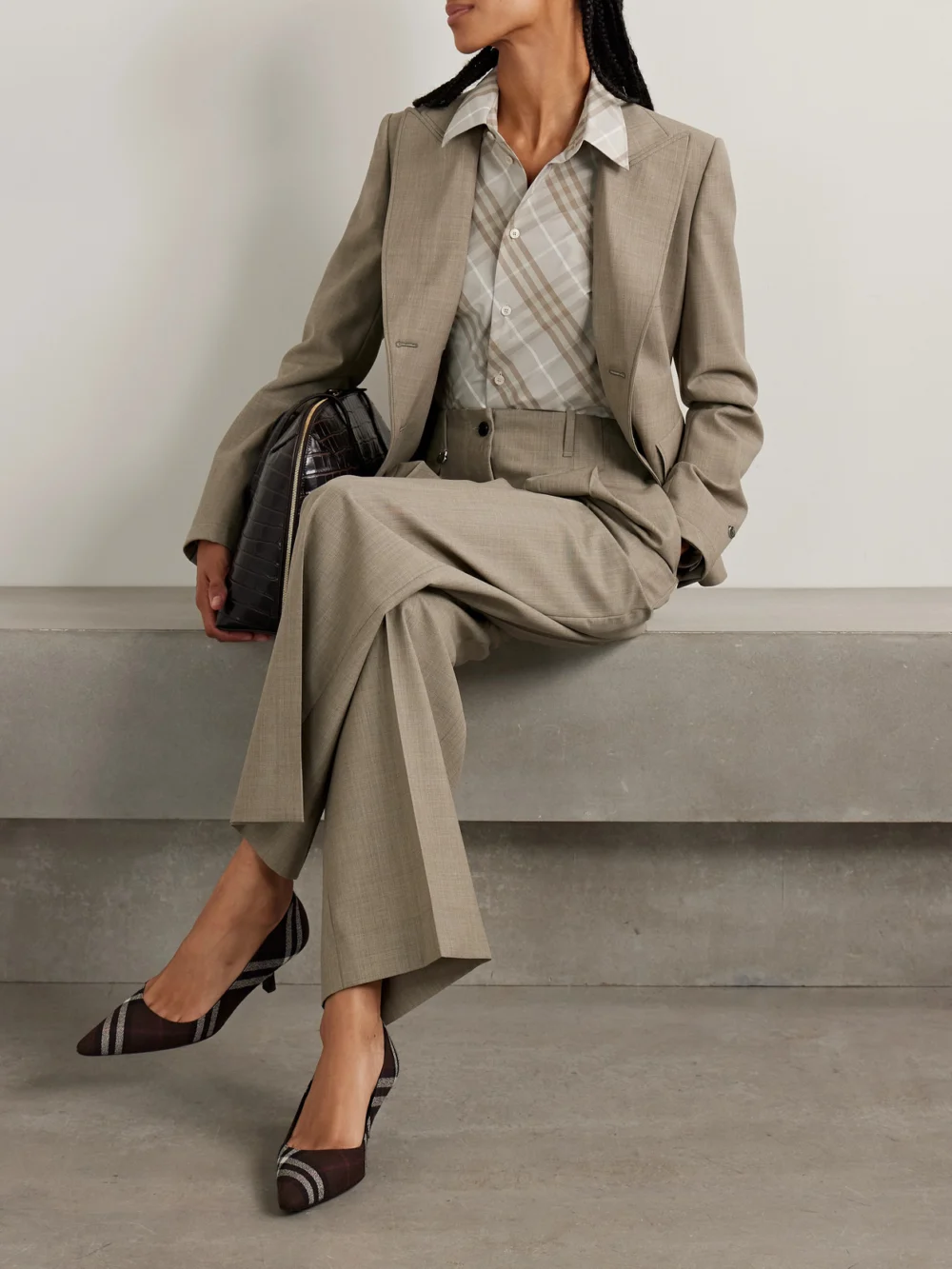 Burberry Checked Cotton-poplin Shirt, worn by a model