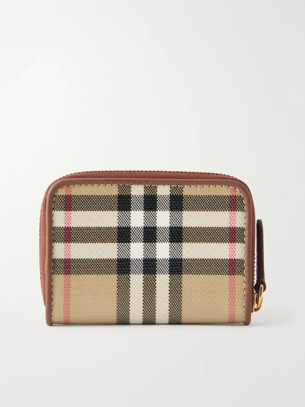 Close-up detail of the Burberry Checked Leather-trimmed Wallet