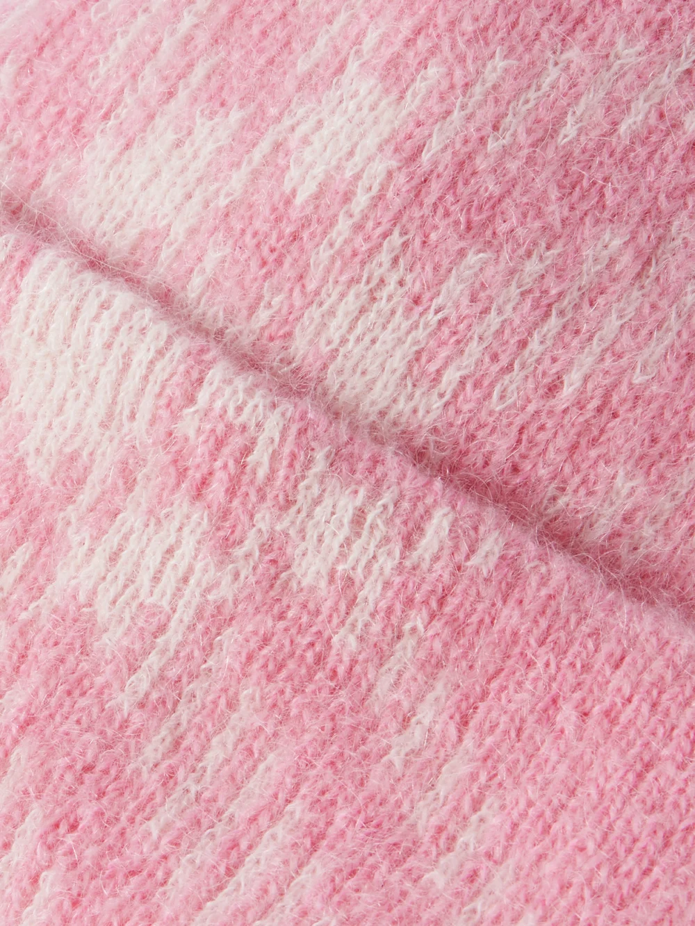Close-up detail of the Burberry Checked Mohair-blend Beanie