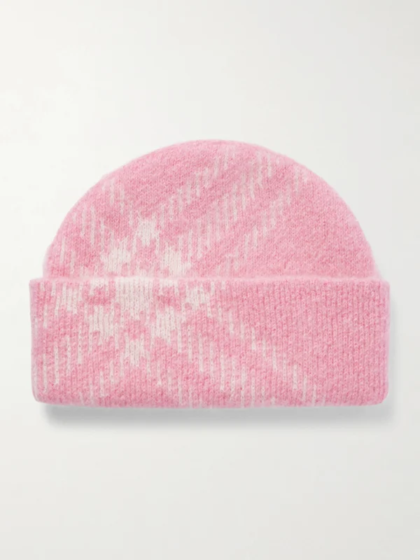 Burberry Checked Mohair-blend Beanie