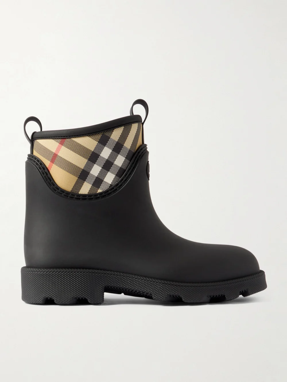 Burberry Checked Nylon-paneled Rubber Ankle Boots in black
