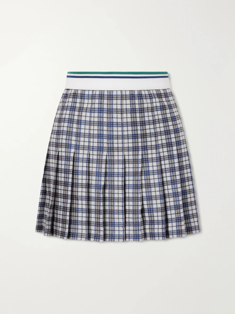 Burberry Checked Pleated Jersey Mini Skirt in blue