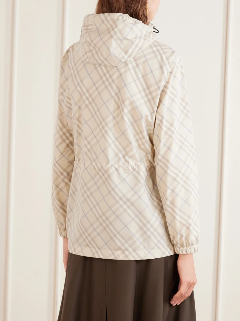 Back view of the Burberry Checked Shell Jacket