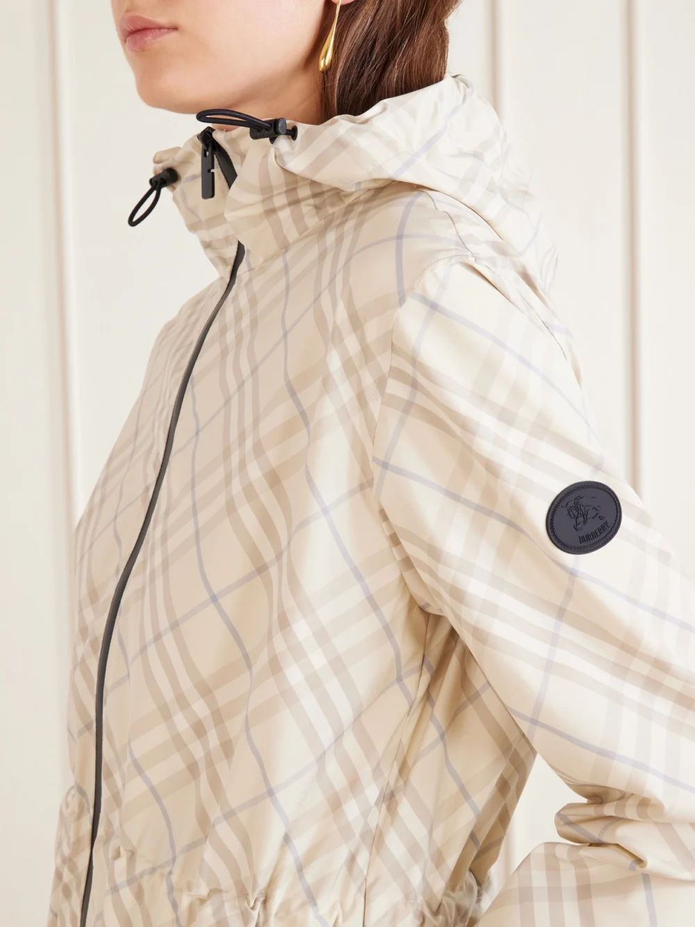 Close-up detail of the Burberry Checked Shell Jacket