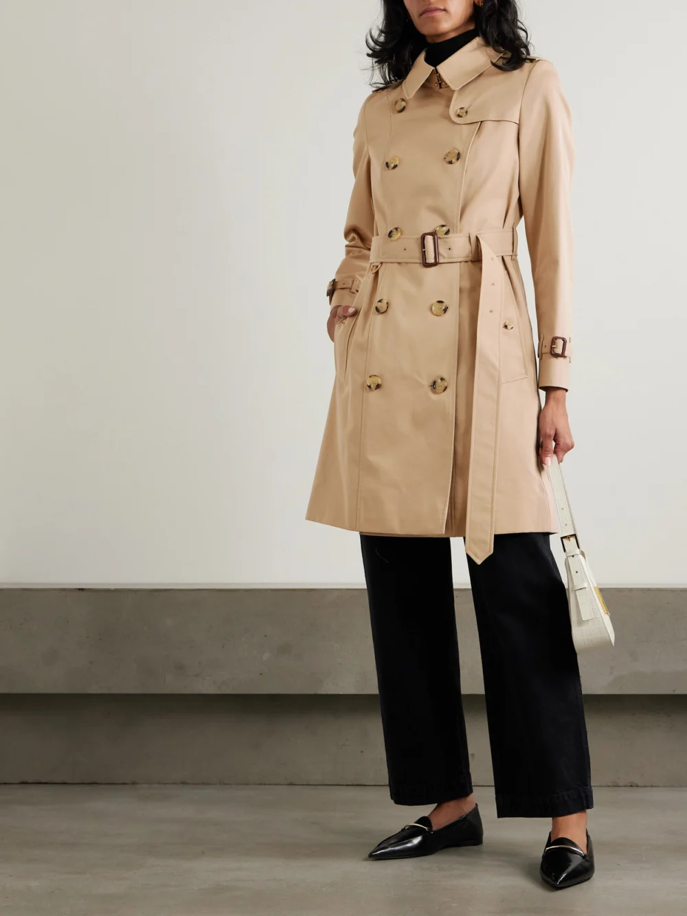 Burberry Chelsea Organic Cotton-gabardine Trench Coat, worn by a model