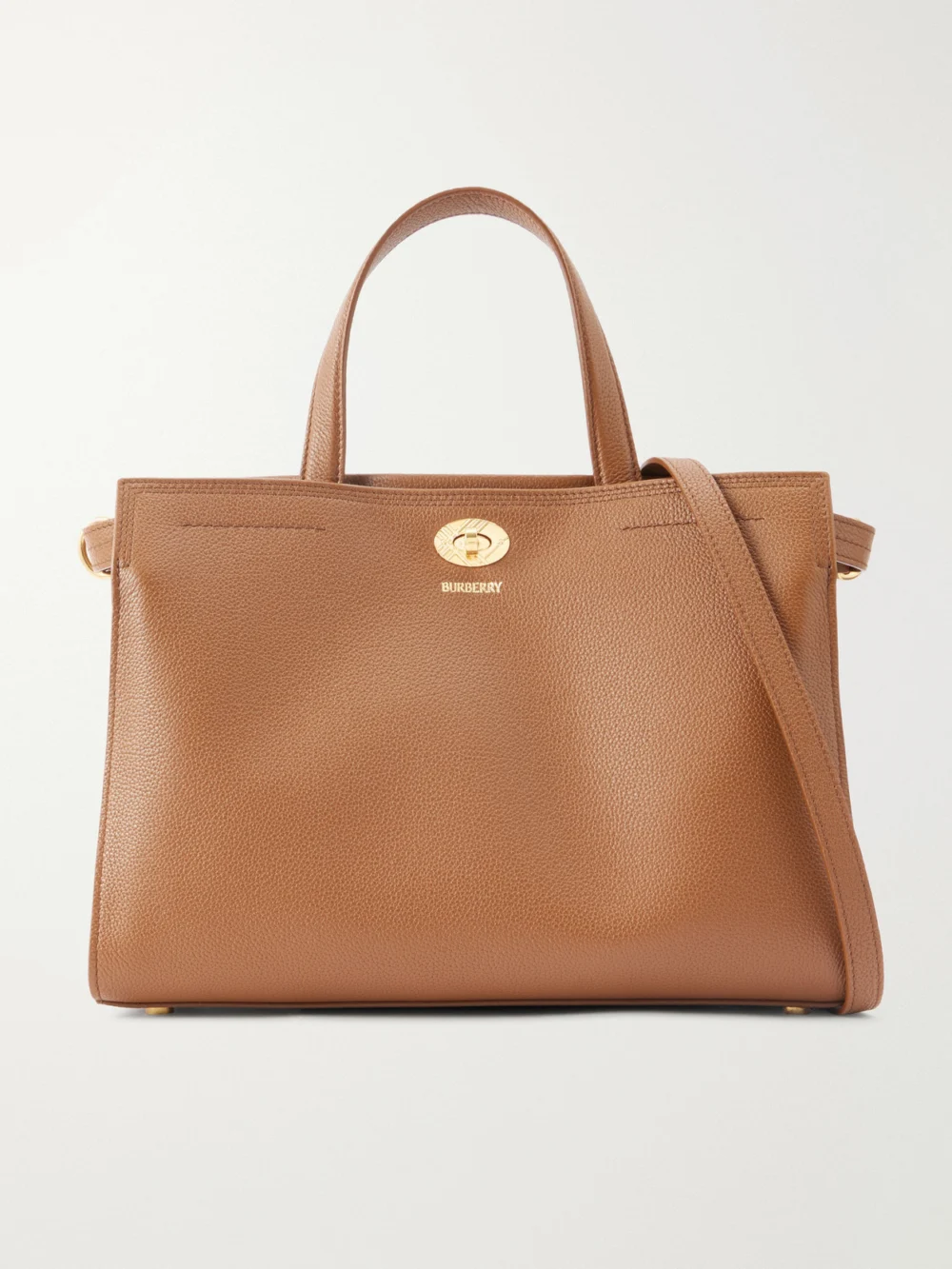 Burberry Cotswolds Small Checked Canvas-trimmed Leather Tote in tan