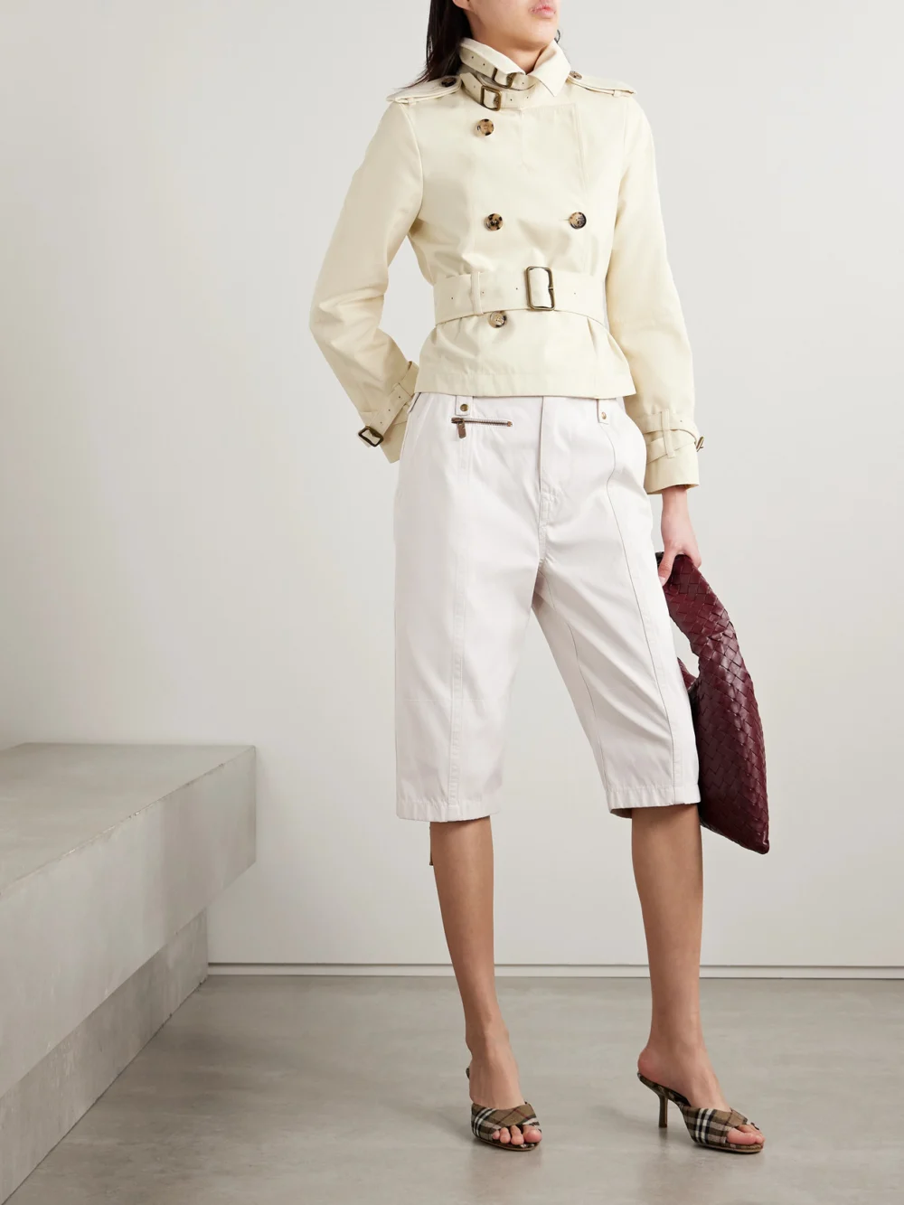 Burberry Cotton-twill Shorts, worn by a model