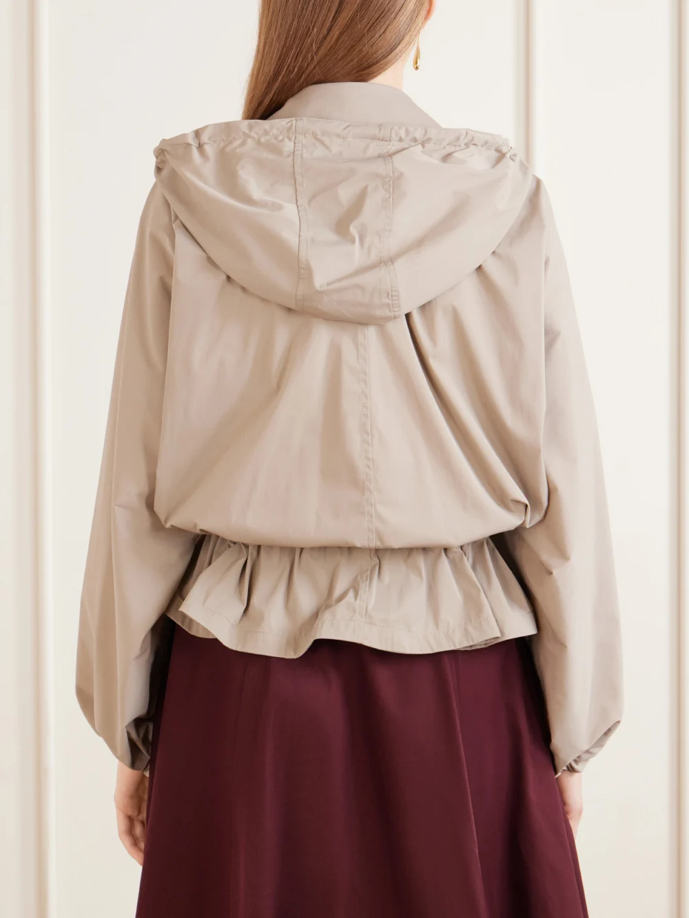 Back view of the Burberry Cropped Shell Jacket