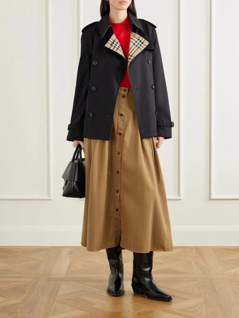 Burberry Double-breasted Belted Checked Cotton-gabardine Trench Coat
