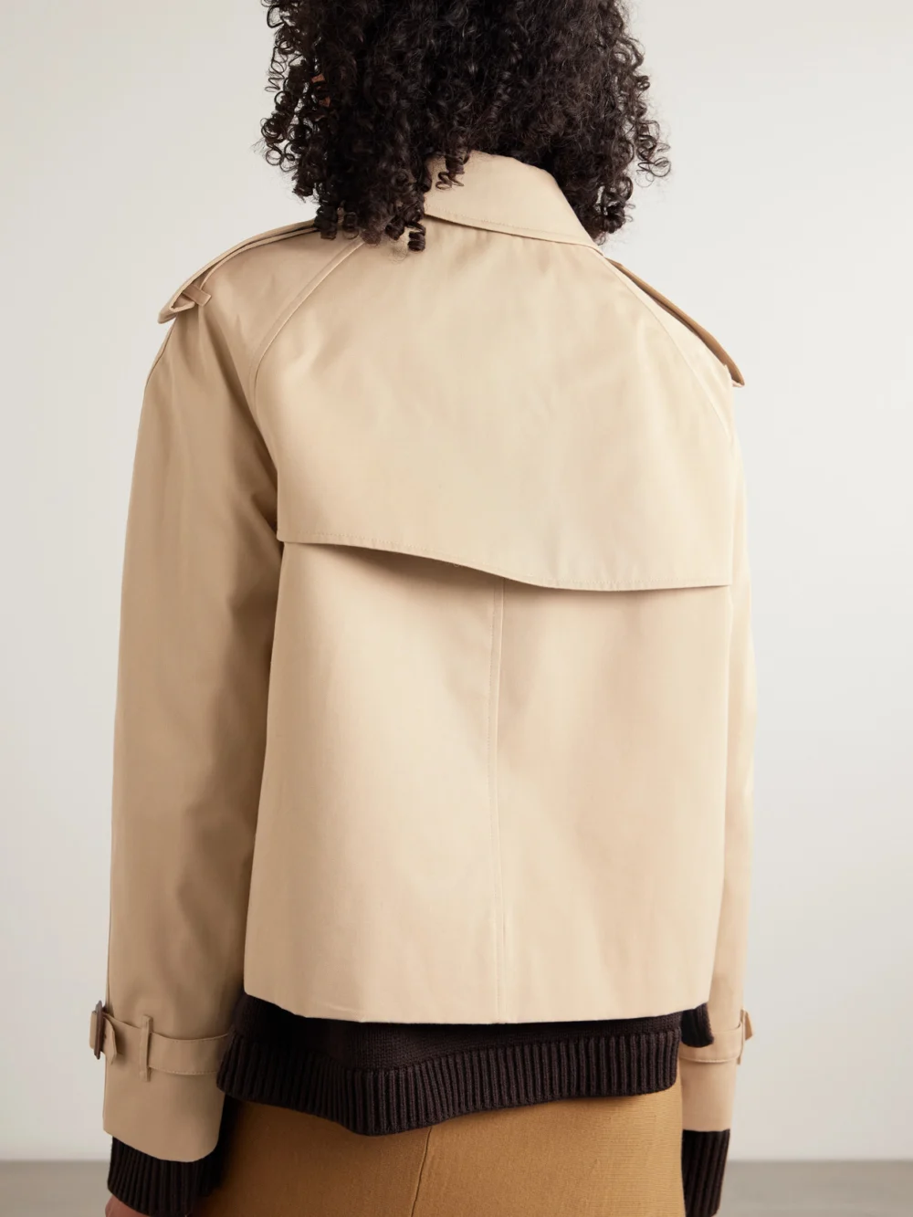 Back view of the Burberry Double-breasted Cotton-gabardine Trench Coat