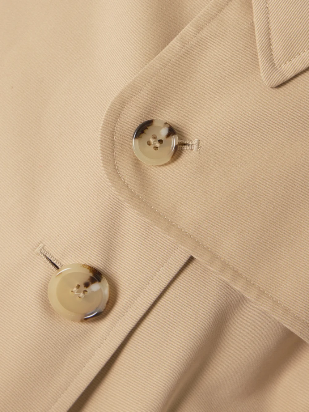 Close-up detail of the Burberry Double-breasted Cotton-gabardine Trench Coat