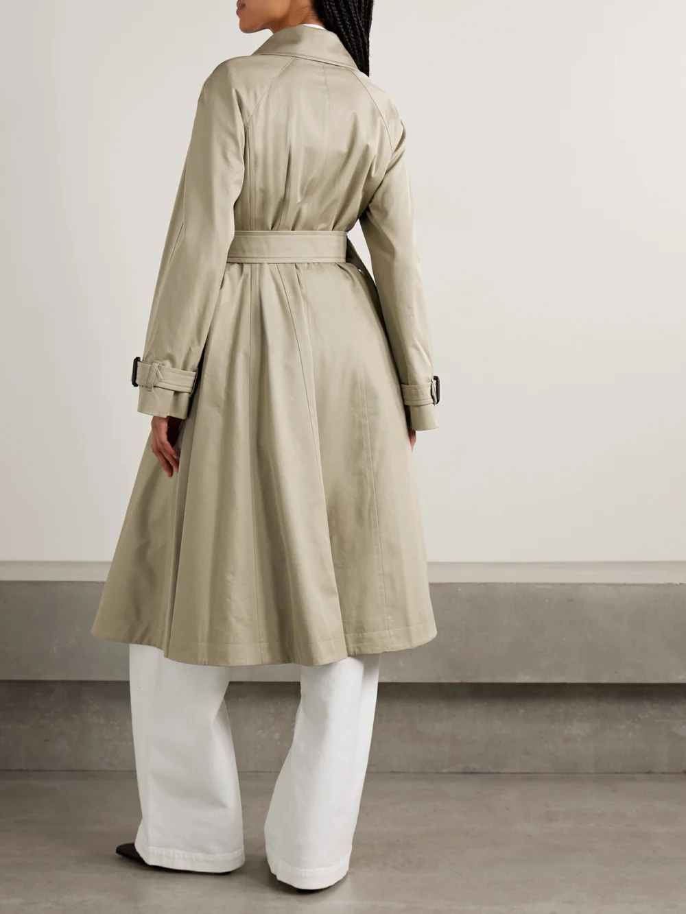 Back view of the Burberry Ellingham Belted Cotton-gabardine Trench Coat